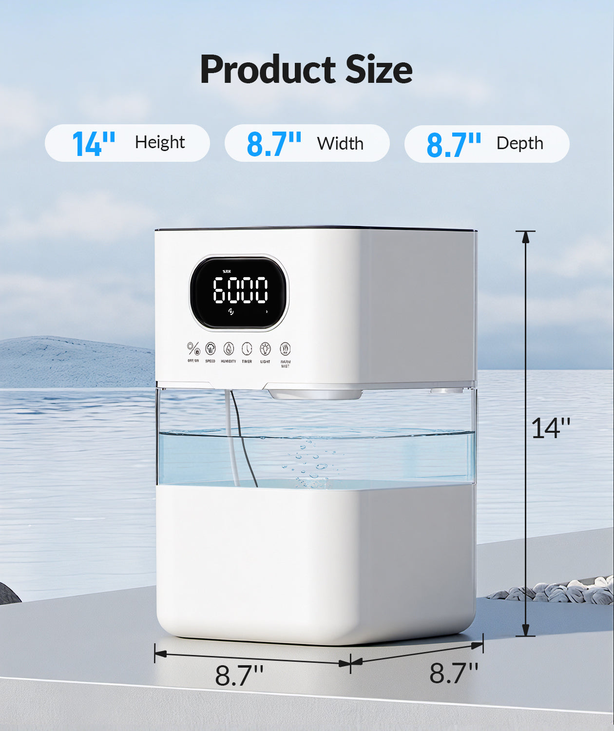 AreShark Humidifier Large Room, 2.2 Gal/8.5L Cool Warm Mist Air Humidifiers for Bedroom, 65H Runtime, Humidity Setting, Easy to Clean, Top Fill, 30dB Quiet, 550ft² Coverage, for Plants, Adults, Kids