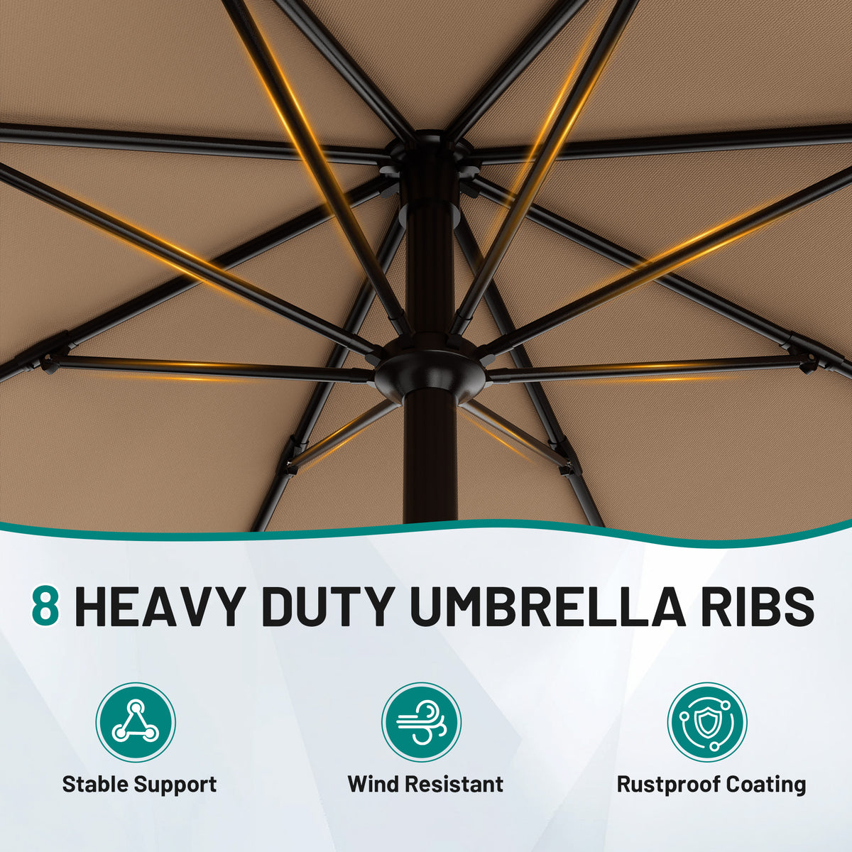 AreShark 9FT Outdoor Patio Umbrella with Tilt and Crank, Outdoor Table Umbrella with 8 Sturdy Ribs,UV Protection Waterproof for Garden, Deck, Backyard, Pool