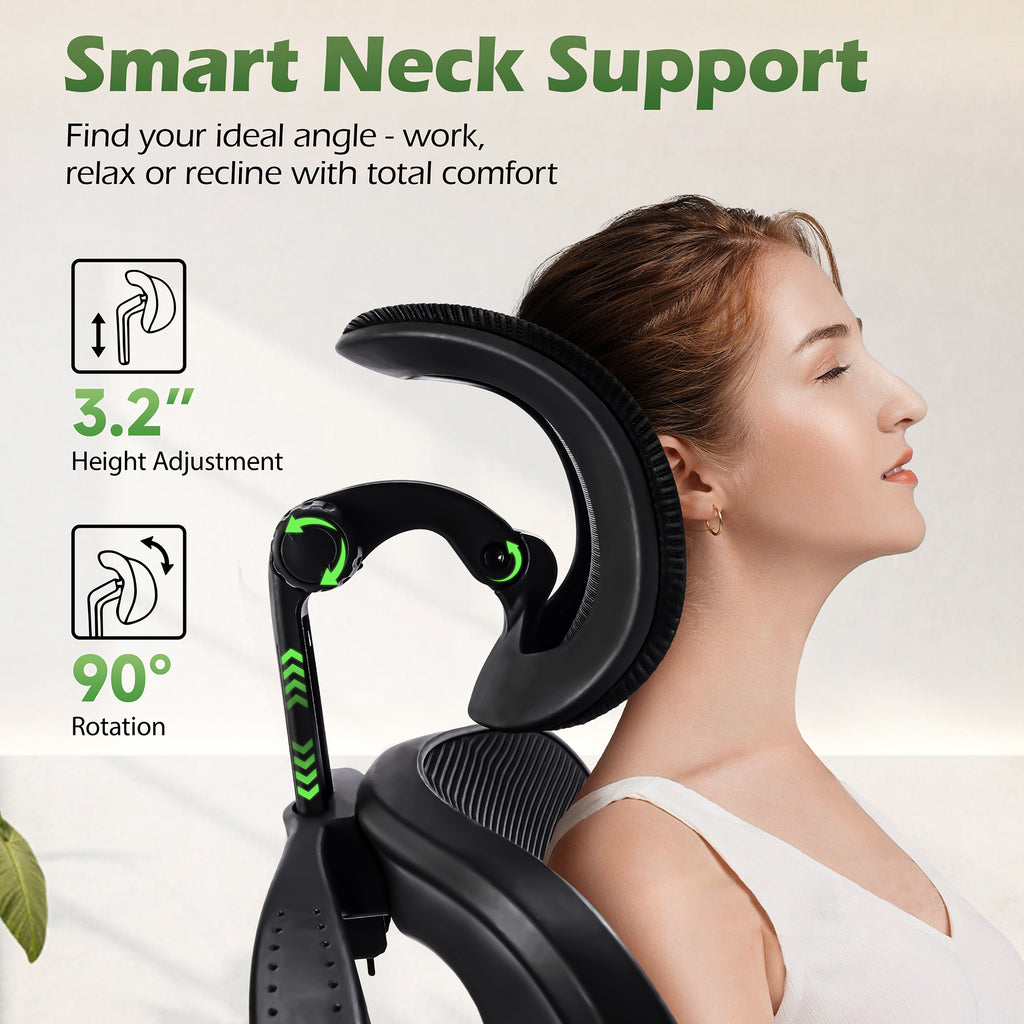 AreShark Office Chair Ergonomic Desk Chairs with Adjustable Lumbar Support& Headrest Hanger, High Back Breathable Mesh Chair with Wheels, Rolling Swivel Comfy Task Computer Chair  for Home Work Gaming