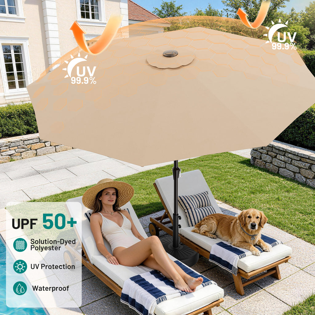 AreShark 9FT Outdoor Patio Umbrella with Tilt and Crank, Outdoor Table Umbrella with 8 Sturdy Ribs,UV Protection Waterproof for Garden, Deck, Backyard, Pool