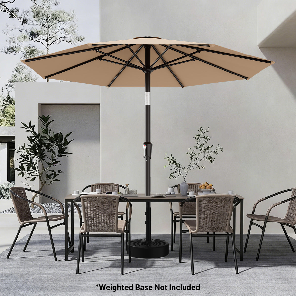 AreShark 9FT Outdoor Patio Umbrella with Tilt and Crank, Outdoor Table Umbrella with 8 Sturdy Ribs,UV Protection Waterproof for Garden, Deck, Backyard, Pool