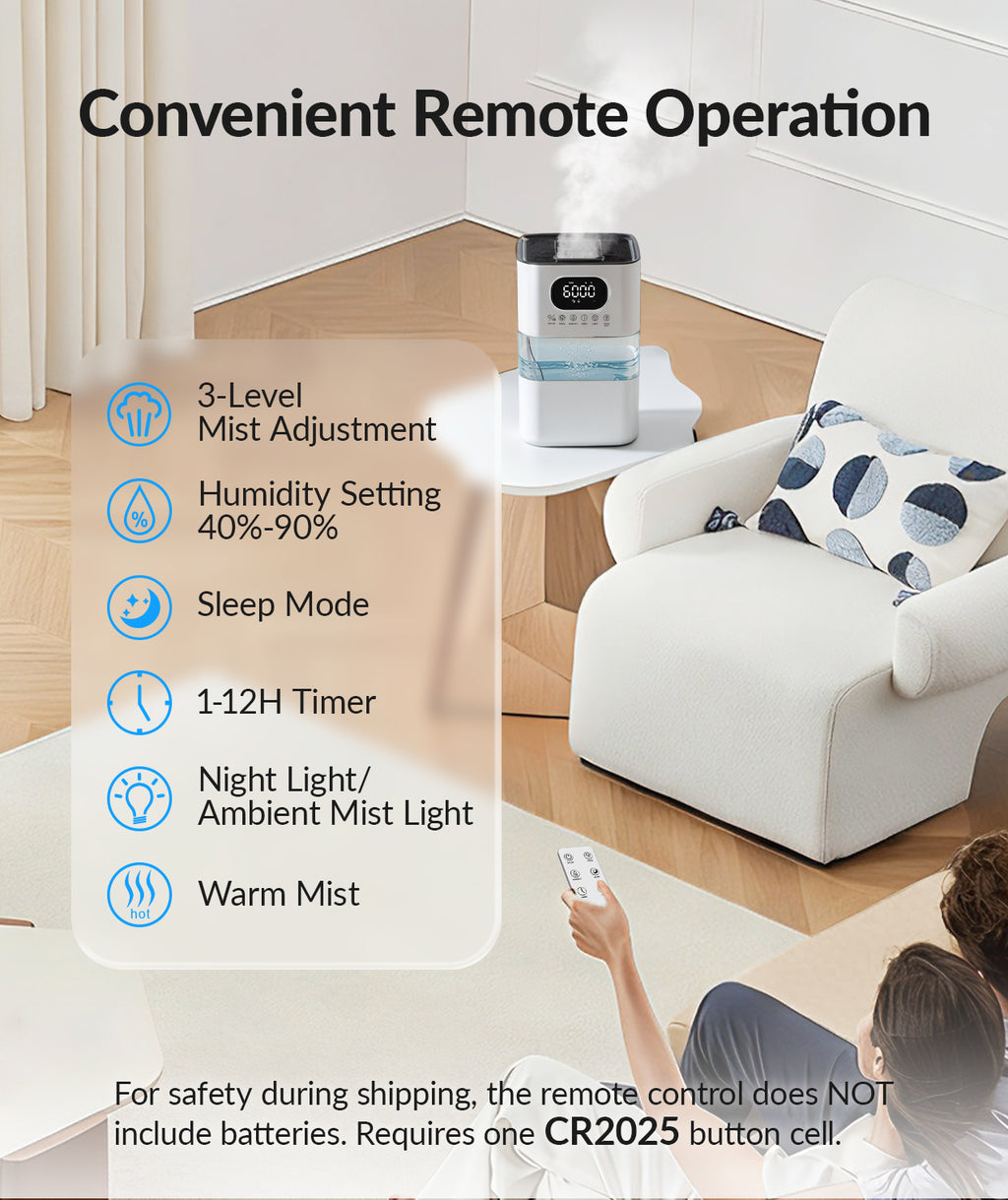 AreShark Humidifier Large Room, 2.2 Gal/8.5L Cool Warm Mist Air Humidifiers for Bedroom, 65H Runtime, Humidity Setting, Easy to Clean, Top Fill, 30dB Quiet, 550ft² Coverage, for Plants, Adults, Kids
