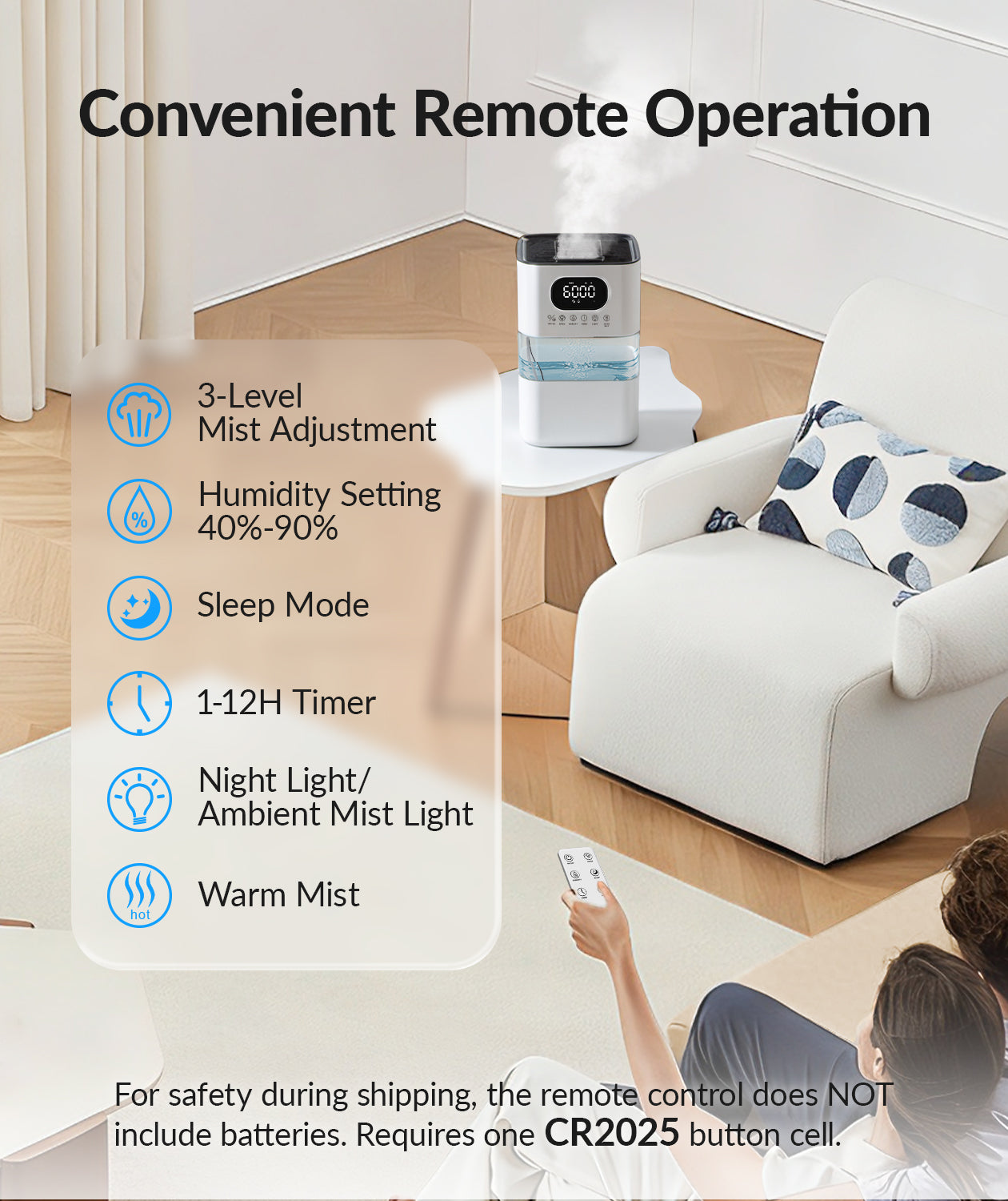 AreShark Humidifier Large Room, 2.2 Gal/8.5L Cool Warm Mist Air Humidifiers for Bedroom, 65H Runtime, Humidity Setting, Easy to Clean, Top Fill, 30dB Quiet, 550ft² Coverage, for Plants, Adults, Kids