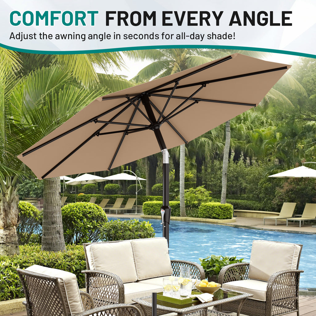 AreShark 9FT Outdoor Patio Umbrella with Tilt and Crank, Outdoor Table Umbrella with 8 Sturdy Ribs,UV Protection Waterproof for Garden, Deck, Backyard, Pool