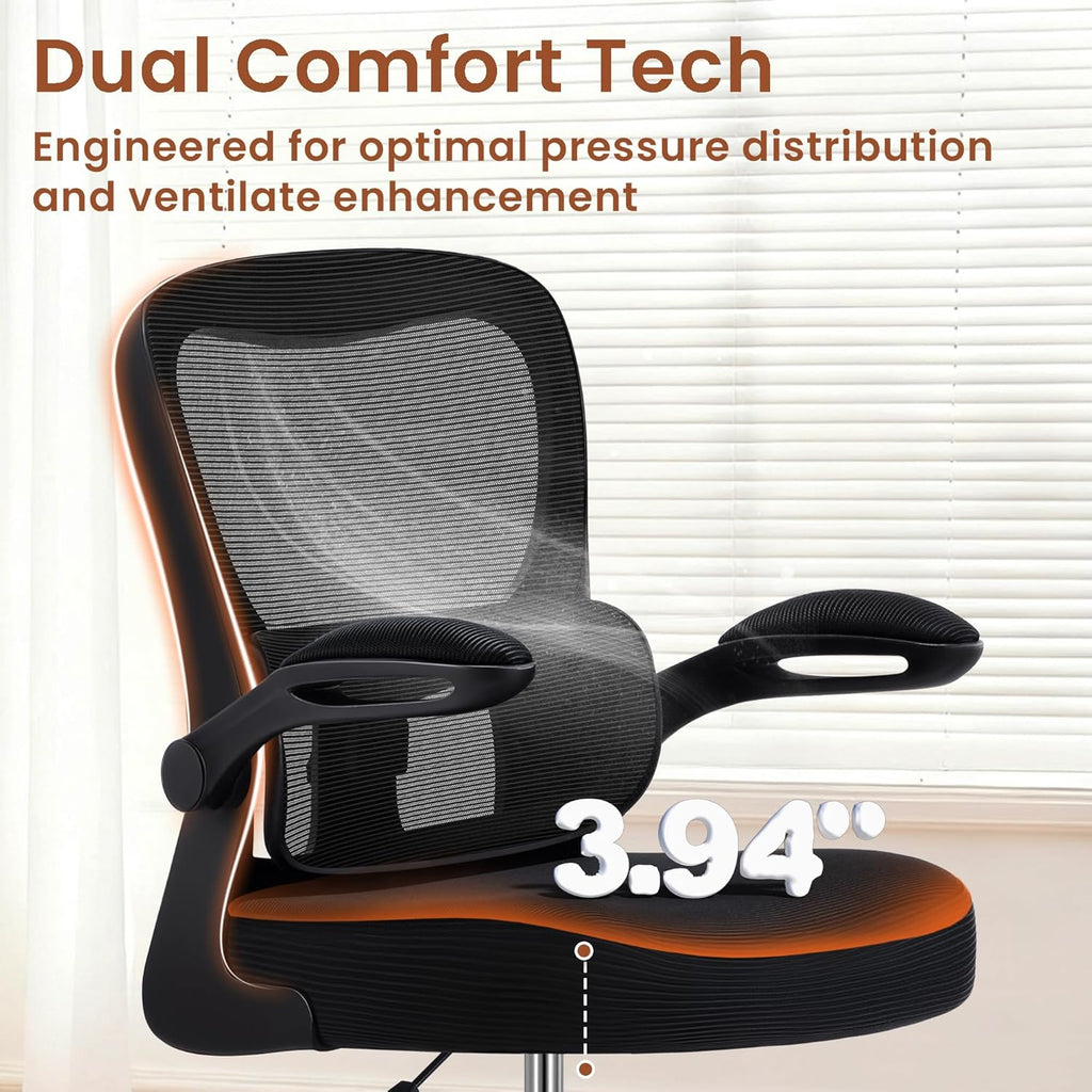 Drafting Office Chair - Ergonomic Tall Office Chair with Adjustable Footrest Ring - Counter Height Adjustable Rolling Standing Desk Chair with Lumbar Support and Flip-up Armrests for Home
