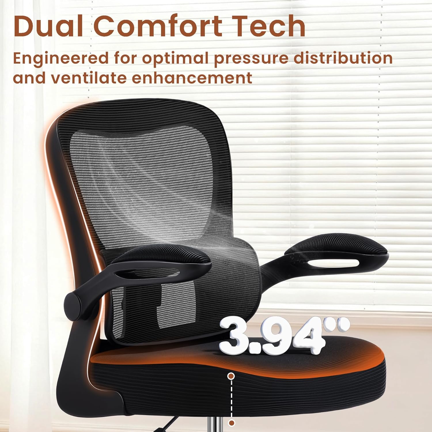Drafting Office Chair - Ergonomic Tall Office Chair with Adjustable Footrest Ring - Counter Height Adjustable Rolling Standing Desk Chair with Lumbar Support and Flip-up Armrests for Home