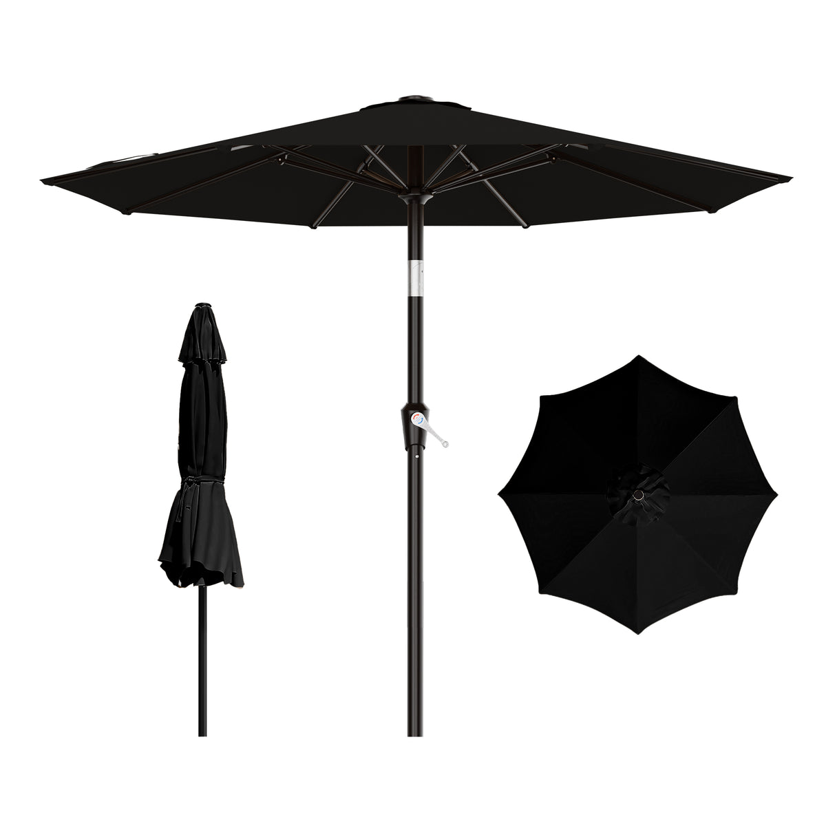 AreShark 9FT Outdoor Patio Umbrella with Tilt and Crank, Outdoor Table Umbrella with 8 Sturdy Ribs,UV Protection Waterproof for Garden, Deck, Backyard, Pool
