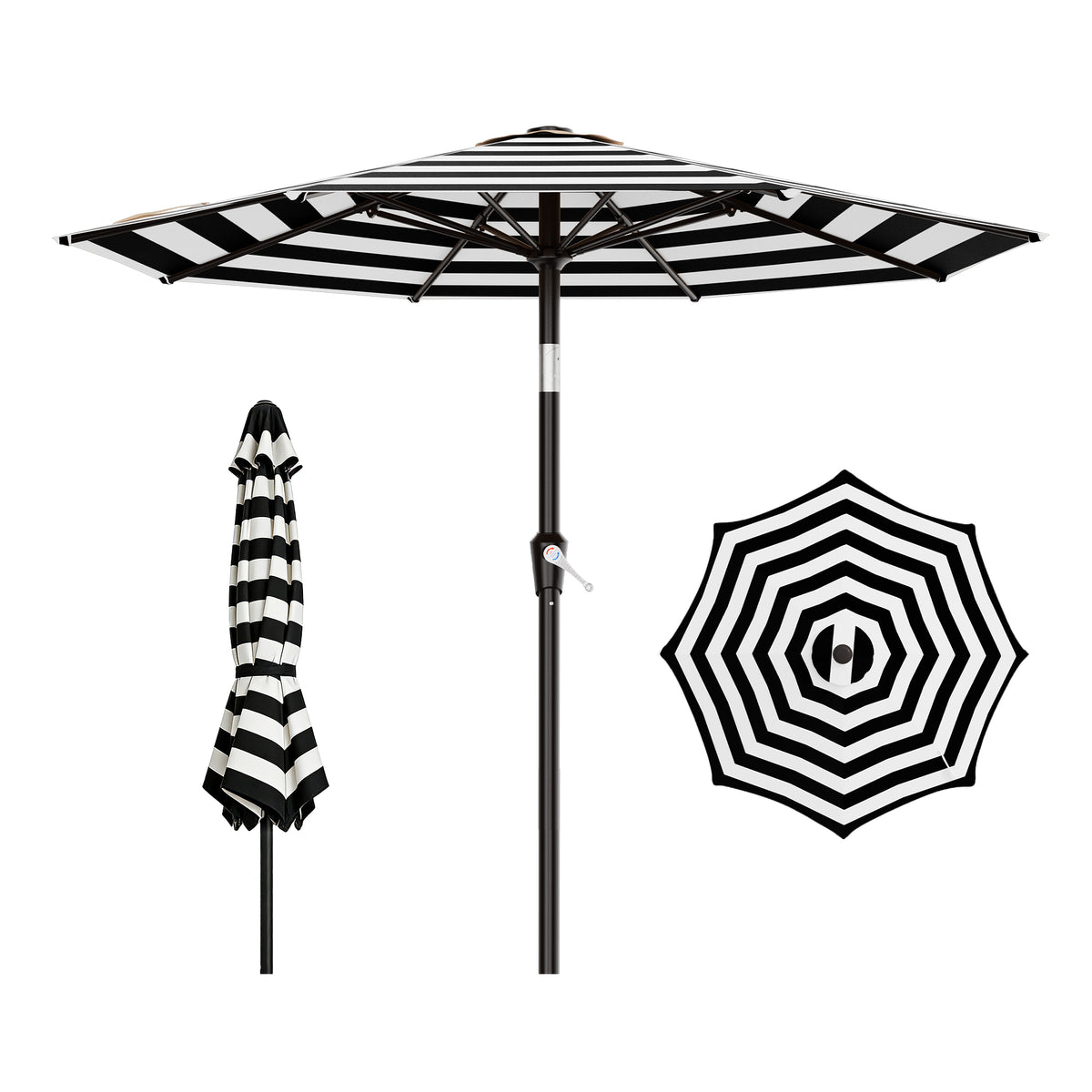 AreShark 9FT Outdoor Patio Umbrella with Tilt and Crank, Outdoor Table Umbrella with 8 Sturdy Ribs,UV Protection Waterproof for Garden, Deck, Backyard, Pool