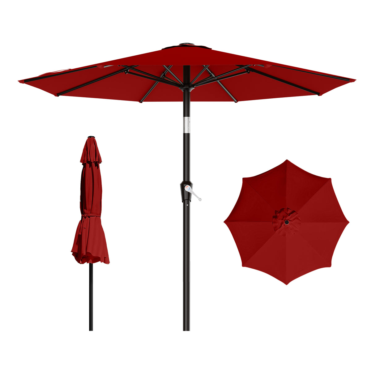 AreShark 9FT Outdoor Patio Umbrella with Tilt and Crank, Outdoor Table Umbrella with 8 Sturdy Ribs,UV Protection Waterproof for Garden, Deck, Backyard, Pool