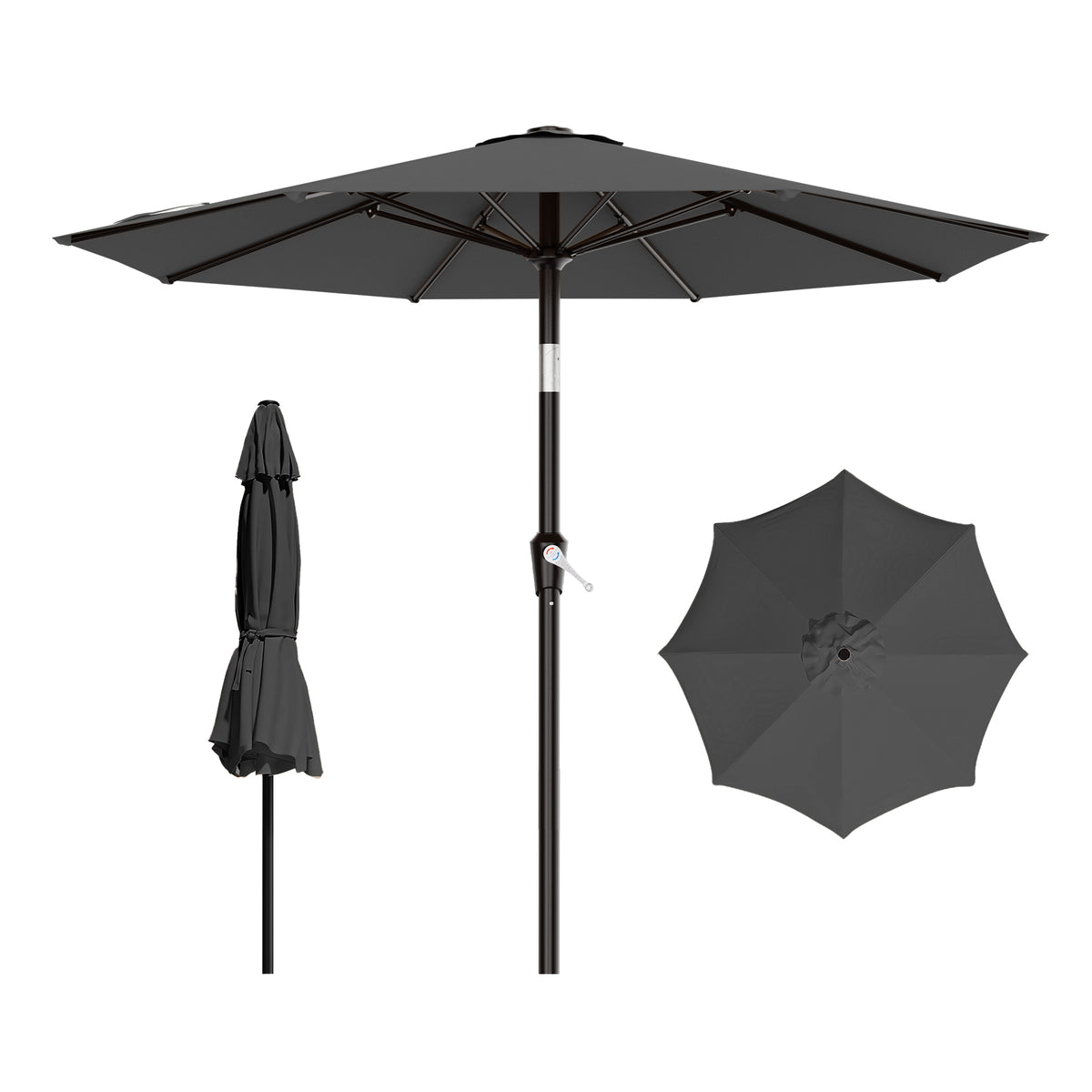 AreShark 9FT Outdoor Patio Umbrella with Tilt and Crank, Outdoor Table Umbrella with 8 Sturdy Ribs,UV Protection Waterproof for Garden, Deck, Backyard, Pool