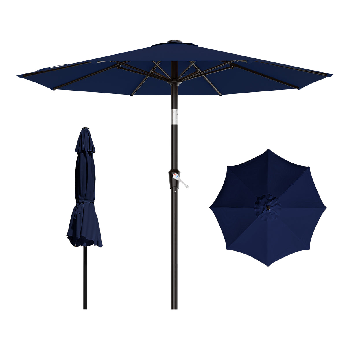 AreShark 9FT Outdoor Patio Umbrella with Tilt and Crank, Outdoor Table Umbrella with 8 Sturdy Ribs,UV Protection Waterproof for Garden, Deck, Backyard, Pool