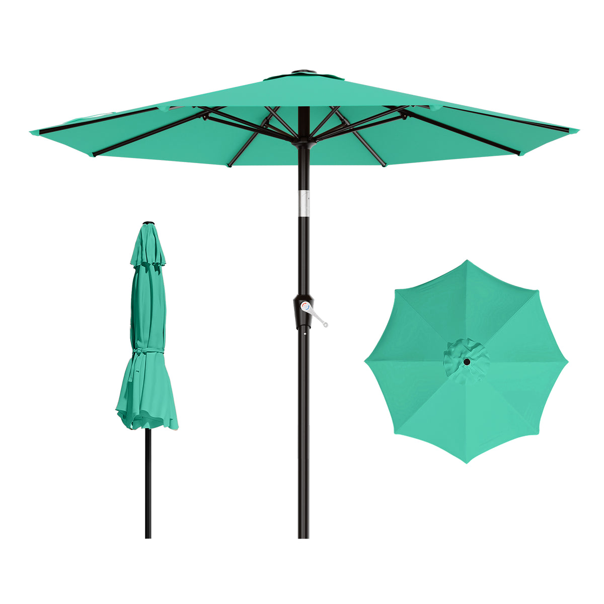 AreShark 9FT Outdoor Patio Umbrella with Tilt and Crank, Outdoor Table Umbrella with 8 Sturdy Ribs,UV Protection Waterproof for Garden, Deck, Backyard, Pool