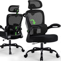 AreShark Office Chair Ergonomic Desk Chairs with Adjustable Lumbar Support& Headrest Hanger, High Back Breathable Mesh Chair with Wheels, Rolling Swivel Comfy Task Computer Chair  for Home Work Gaming