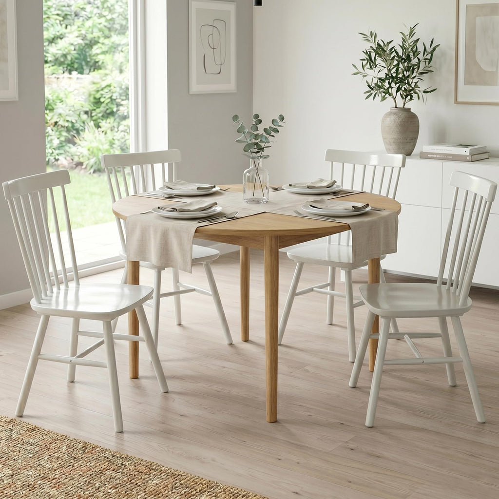 Windsor Dining Chairs, Farmhouse Wooden Dining Room Chairs, Solid Wood Kitchen Chairs with Spindle Back, Natural Wood