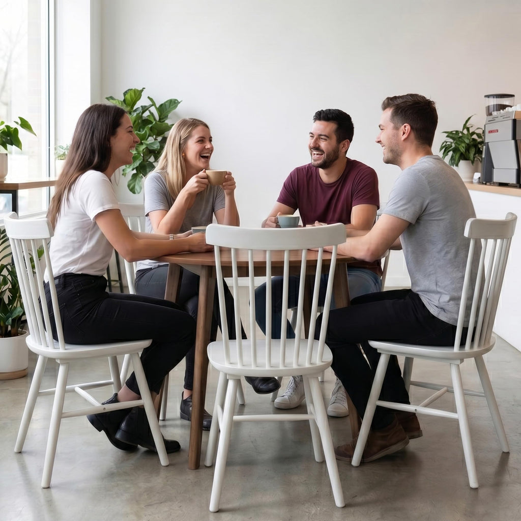 Windsor Dining Chairs, Farmhouse Wooden Dining Room Chairs, Solid Wood Kitchen Chairs with Spindle Back, Natural Wood