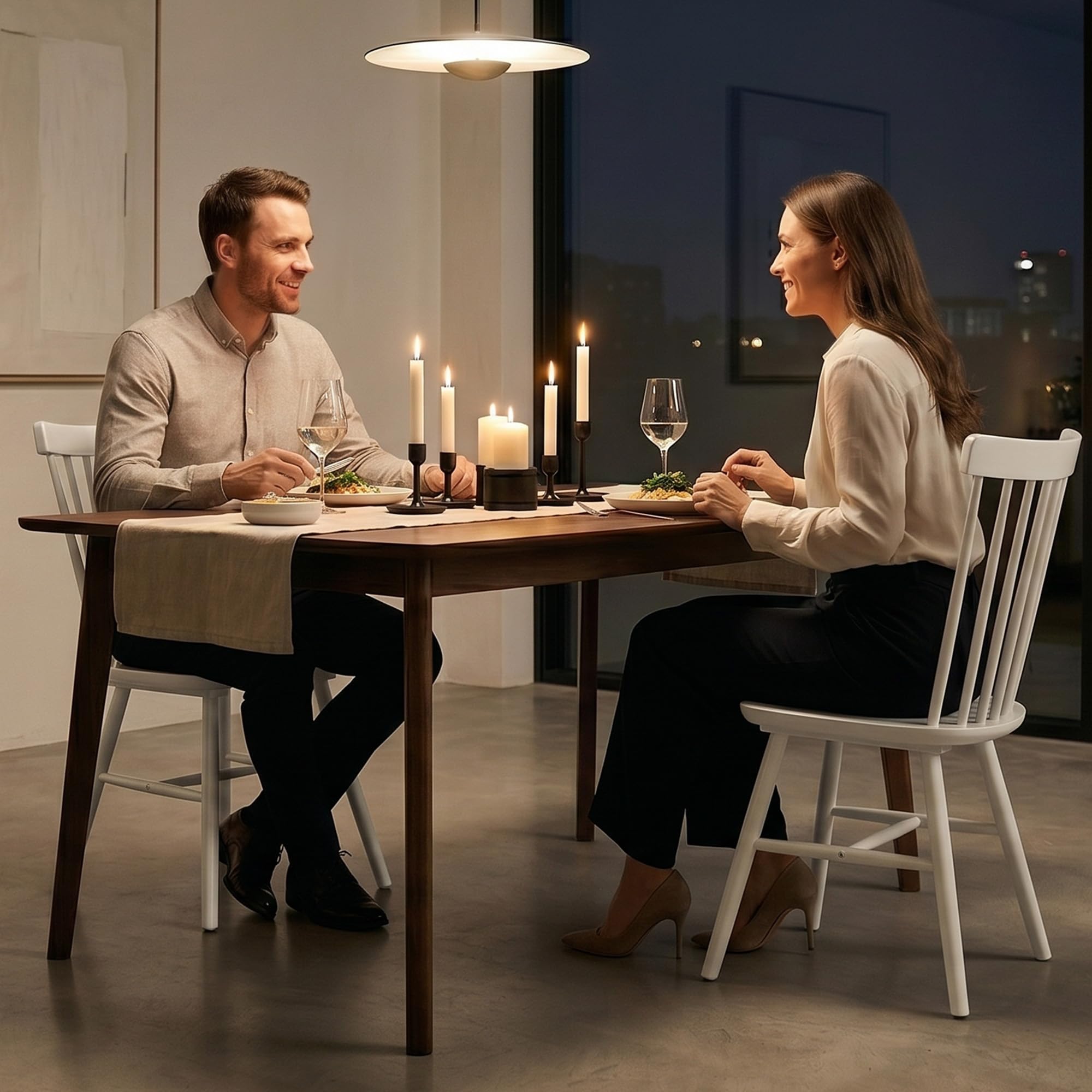 Windsor Dining Chairs, Farmhouse Wooden Dining Room Chairs, Solid Wood Kitchen Chairs with Spindle Back, Natural Wood