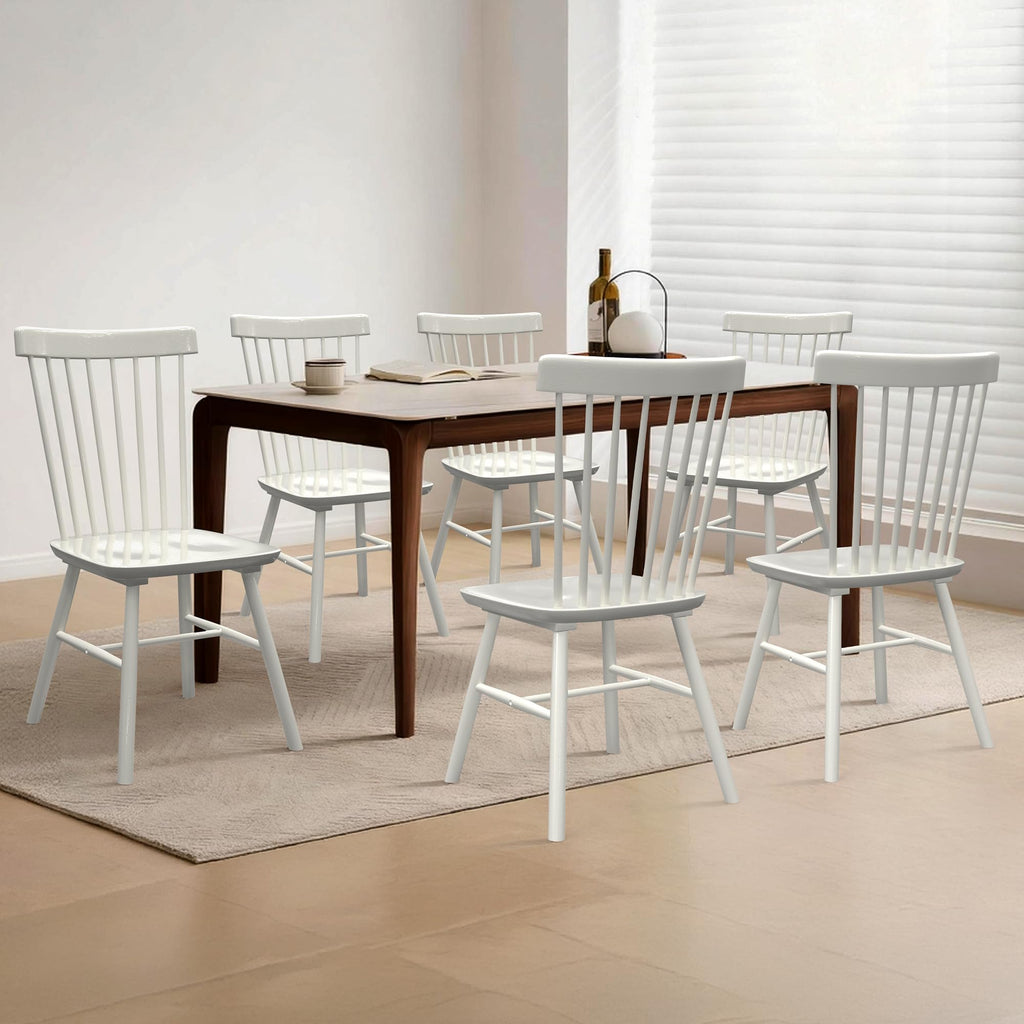 Windsor Dining Chairs, Farmhouse Wooden Dining Room Chairs, Solid Wood Kitchen Chairs with Spindle Back, Natural Wood
